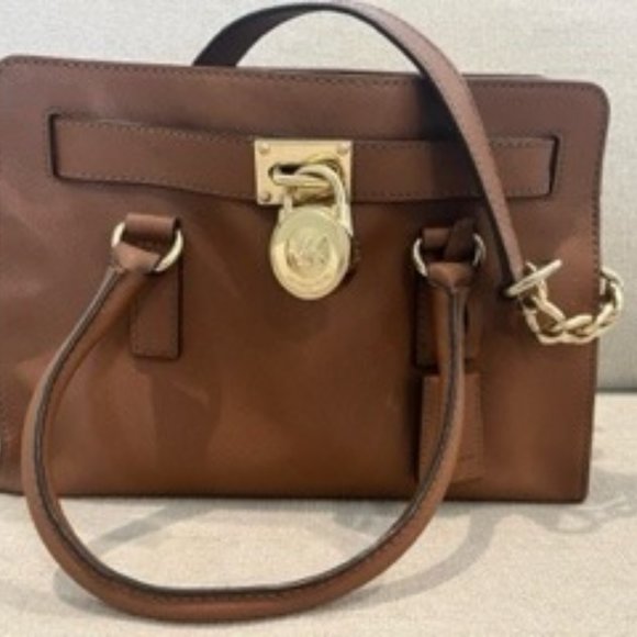 Michael Kors Handbags - Michael Kors Hamilton Satchel - Camel
